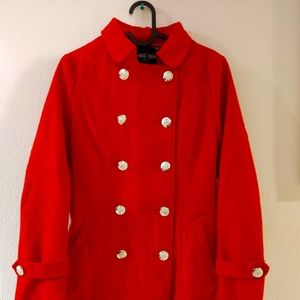 Red pea coat xs